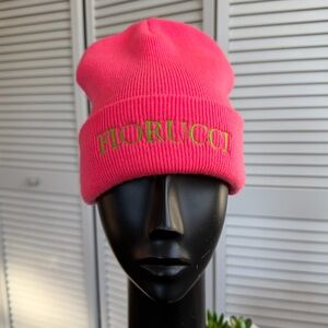 Fiorucci Beanie Neon Pink Green Embroidered